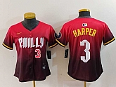 Women's Philadelphia Phillies #3 Bryce Harper Number Red 2024 City Connect Limited Jerseys,baseball caps,new era cap wholesale,wholesale hats