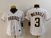 Women's San Diego Padres #3 Jackson Merrill White Cool Base Stitched Jersey,baseball caps,new era cap wholesale,wholesale hats