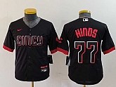 Youth Cincinnati Reds #77 Rece Hinds Black 2023 City Connect Cool Base Stitched Jersey,baseball caps,new era cap wholesale,wholesale hats