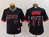 Youth Cincinnati Reds #77 Rece Hinds Number Black 2023 City Connect Cool Base Stitched Jersey,baseball caps,new era cap wholesale,wholesale hats