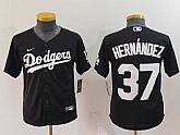 Youth Los Angeles Dodgers #37 Teoscar Hernandez Black Cool Base Stitched Jersey,baseball caps,new era cap wholesale,wholesale hats