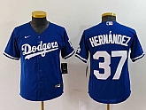 Youth Los Angeles Dodgers #37 Teoscar Hernandez Blue Cool Base Stitched Jersey,baseball caps,new era cap wholesale,wholesale hats