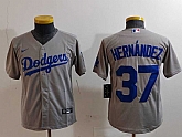 Youth Los Angeles Dodgers #37 Teoscar Hernandez Grey Cool Base Stitched Jersey,baseball caps,new era cap wholesale,wholesale hats