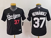 Youth Los Angeles Dodgers #37 Teoscar Hernandez Number Black Cool Base Stitched Jersey,baseball caps,new era cap wholesale,wholesale hats