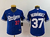 Youth Los Angeles Dodgers #37 Teoscar Hernandez Number Blue Cool Base Stitched Jersey,baseball caps,new era cap wholesale,wholesale hats