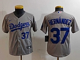 Youth Los Angeles Dodgers #37 Teoscar Hernandez Number Grey Cool Base Stitched Jerseys,baseball caps,new era cap wholesale,wholesale hats