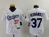 Youth Los Angeles Dodgers #37 Teoscar Hernandez Number White Cool Base Stitched Jersey,baseball caps,new era cap wholesale,wholesale hats