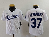 Youth Los Angeles Dodgers #37 Teoscar Hernandez White Cool Base Stitched Jersey,baseball caps,new era cap wholesale,wholesale hats