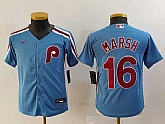 Youth Philadelphia Phillies #16 Brandon Marsh Light Blue Cooperstown Cool Base Jersey,baseball caps,new era cap wholesale,wholesale hats