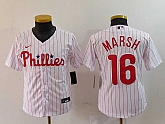 Youth Philadelphia Phillies #16 Brandon Marsh White Pinstripe Stitched Cool Base Jersey,baseball caps,new era cap wholesale,wholesale hats