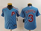 Youth Philadelphia Phillies #3 Bryce Harper Light Blue Cooperstown Cool Base Jersey,baseball caps,new era cap wholesale,wholesale hats