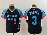 Youth Philadelphia Phillies #3 Bryce Harper Number Navy 2024 All Star Limited Stitched Jersey,baseball caps,new era cap wholesale,wholesale hats