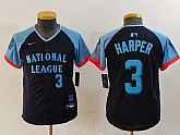 Youth Philadelphia Phillies #3 Bryce Harper Number Navy 2024 All Star Limited Stitched Jerseys,baseball caps,new era cap wholesale,wholesale hats