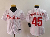 Youth Philadelphia Phillies #45 Zack Wheeler White Pinstripe Stitched Cool Base Jersey,baseball caps,new era cap wholesale,wholesale hats