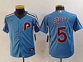 Youth Philadelphia Phillies #5 Bryson Stott Light Blue Cooperstown Cool Base Jersey,baseball caps,new era cap wholesale,wholesale hats