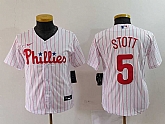 Youth Philadelphia Phillies #5 Bryson Stott White Pinstripe Stitched Cool Base Jersey,baseball caps,new era cap wholesale,wholesale hats