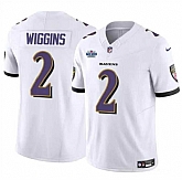 Men & Women & Youth Baltimore Ravens #2 Nate Wiggins White 2024 With Dradt Patch F.U.S.E Vapor Limited Jersey,baseball caps,new era cap wholesale,wholesale hats