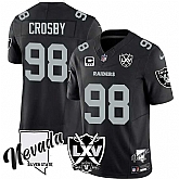 Men & Women & Youth Las Vegas Raiders #98 Maxx Crosby Black 2024 F.U.S.E With Nevada Silver Stat Patch And 65th Anniversary Patch 3-Star C Patch Stitched Jersey,baseball caps,new era cap wholesale,wholesale hats