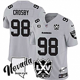 Men & Women & Youth Las Vegas Raiders #98 Maxx Crosby Grey 2024 F.U.S.E With Nevada Silver Stat Patch And 65th Anniversary Patch 4-Star C Patch Stitched Jersey,baseball caps,new era cap wholesale,wholesale hats