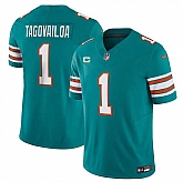 Men & Women & Youth Miami Dolphins #1 Tua Tagovailoa Aqua 2023 F.U.S.E Alternate With 3-Star C Patch Vapor Limited Stitched Jersey,baseball caps,new era cap wholesale,wholesale hats