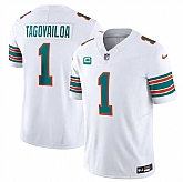 Men & Women & Youth Miami Dolphins #1 Tua Tagovailoa White F.U.S.E Alternate With 3-Star C Patch Vapor Limited Stitched Jersey,baseball caps,new era cap wholesale,wholesale hats