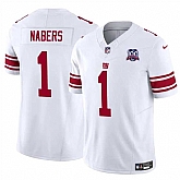 Men & Women & Youth New York Giants #1 Malik Nabers White 2024 Draft F.U.S.E. 100TH Season Patch Vapor Untouchable Limited Stitched Jersey,baseball caps,new era cap wholesale,wholesale hats