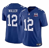 Men & Women & Youth New York Giants #12 Darren Waller Blue 2024 F.U.S.E. 100TH Season Patch Vapor Untouchable Limited Stitched Jersey,baseball caps,new era cap wholesale,wholesale hats