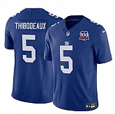 Men & Women & Youth New York Giants #5 Kayvon Thibodeaux Blue 2024 F.U.S.E. 100TH Season Patch Vapor Untouchable Limited Stitched Jersey,baseball caps,new era cap wholesale,wholesale hats