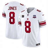 Men & Women & Youth New York Giants #8 Daniel Jones White 2024 F.U.S.E. With 4-Star C Patch And 100TH Season Patch Vapor Untouchable Limited Stitched Jersey,baseball caps,new era cap wholesale,wholesale hats