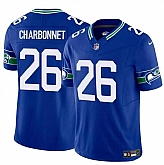 Men & Women & Youth Seattle Seahawks #26 Zach Charbonnet Royal 2024 F.U.S.E Throwback Vapor Limited Stitched Jersey,baseball caps,new era cap wholesale,wholesale hats