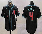 Men's Arizona Diamondbacks #4 Ketel Marte Number Black Cool Base Limited Stitched Jersey,baseball caps,new era cap wholesale,wholesale hats