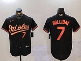 Men's Baltimore Orioles #7 Jackson Holliday Number Black Cool Base Jersey,baseball caps,new era cap wholesale,wholesale hats