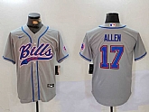 Men's Buffalo Bills #17 Josh Allen Grey Team Cool Base Stitched Baseball Jersey1,baseball caps,new era cap wholesale,wholesale hats