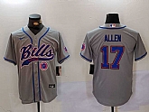 Men's Buffalo Bills #17 Josh Allen Grey Team Cool Base Stitched Baseball Jerseys,baseball caps,new era cap wholesale,wholesale hats