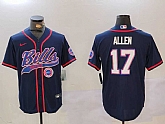 Men's Buffalo Bills #17 Josh Allen Navy Team Cool Base Stitched Baseball Jersey,baseball caps,new era cap wholesale,wholesale hats