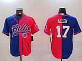 Men's Buffalo Bills #17 Josh Allen Red Blue Team Cool Base Stitched Baseball Jersey,baseball caps,new era cap wholesale,wholesale hats