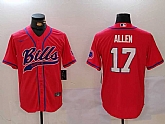 Men's Buffalo Bills #17 Josh Allen Red Cool Base Stitched Baseball Jersey,baseball caps,new era cap wholesale,wholesale hats