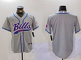 Men's Buffalo Bills Grey Team Blank Cool Base Stitched Baseball Jersey,baseball caps,new era cap wholesale,wholesale hats