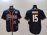 Men's Chicago Bears #15 Rome Odunze Navy Throwback With Patch Cool Base Stitched Baseball Jerseys,baseball caps,new era cap wholesale,wholesale hats