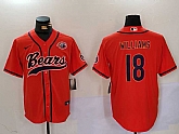 Men's Chicago Bears #18 Caleb Williams Orange Throwback With Patch Cool Base Stitched Baseball Jersey,baseball caps,new era cap wholesale,wholesale hats