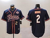 Men's Chicago Bears #2 DJ Moore Navy Throwback With Patch Cool Base Stitched Baseball Jerseys,baseball caps,new era cap wholesale,wholesale hats