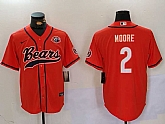 Men's Chicago Bears #2 DJ Moore Orange Throwback With Patch Cool Base Stitched Baseball Jersey,baseball caps,new era cap wholesale,wholesale hats