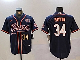 Men's Chicago Bears #34 Walter Payton Navy Throwback With Patch Cool Base Stitched Baseball Jerseys,baseball caps,new era cap wholesale,wholesale hats