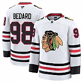 Men's Chicago Blackhawks #98 Connor Bedard White 2024-25 Away Stitched Hockey Jersey Dzhi,baseball caps,new era cap wholesale,wholesale hats