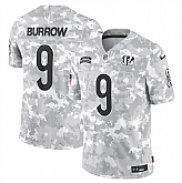 Men's Cincinnati Bengals #9 Joe Burrow 2024 Arctic Camo Salute To Service Limited Stitched Jersey Dyin,baseball caps,new era cap wholesale,wholesale hats