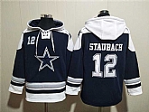 Men's Dallas Cowboys #12 Roger Staubach Navy Ageless Must-Have Lace-Up Pullover Hoodie,baseball caps,new era cap wholesale,wholesale hats