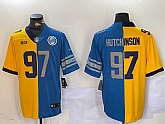 Men's Detroit Lions #97 Aidan Hutchinson Yellow Blue Split Vapor Limited Stitched Jersey Dzhi,baseball caps,new era cap wholesale,wholesale hats