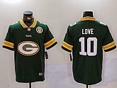 Men's Green Bay Packers #10 Jordan Love Green Big Logo With Patch Vapor Limited Stitched Jersey,baseball caps,new era cap wholesale,wholesale hats