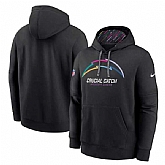 Men's Los Angeles Chargers Black 2024 Crucial Catch Club Pullover Hoodie,baseball caps,new era cap wholesale,wholesale hats