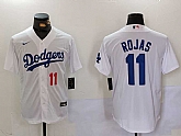 Men's Los Angeles Dodgers #11 Miguel Rojas Number White Cool Base Stitched Jersey,baseball caps,new era cap wholesale,wholesale hats